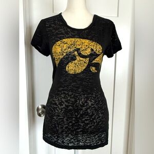 Iowa Hawkeyes Burnout Sheer Black Graphic Tee Women’s Medium